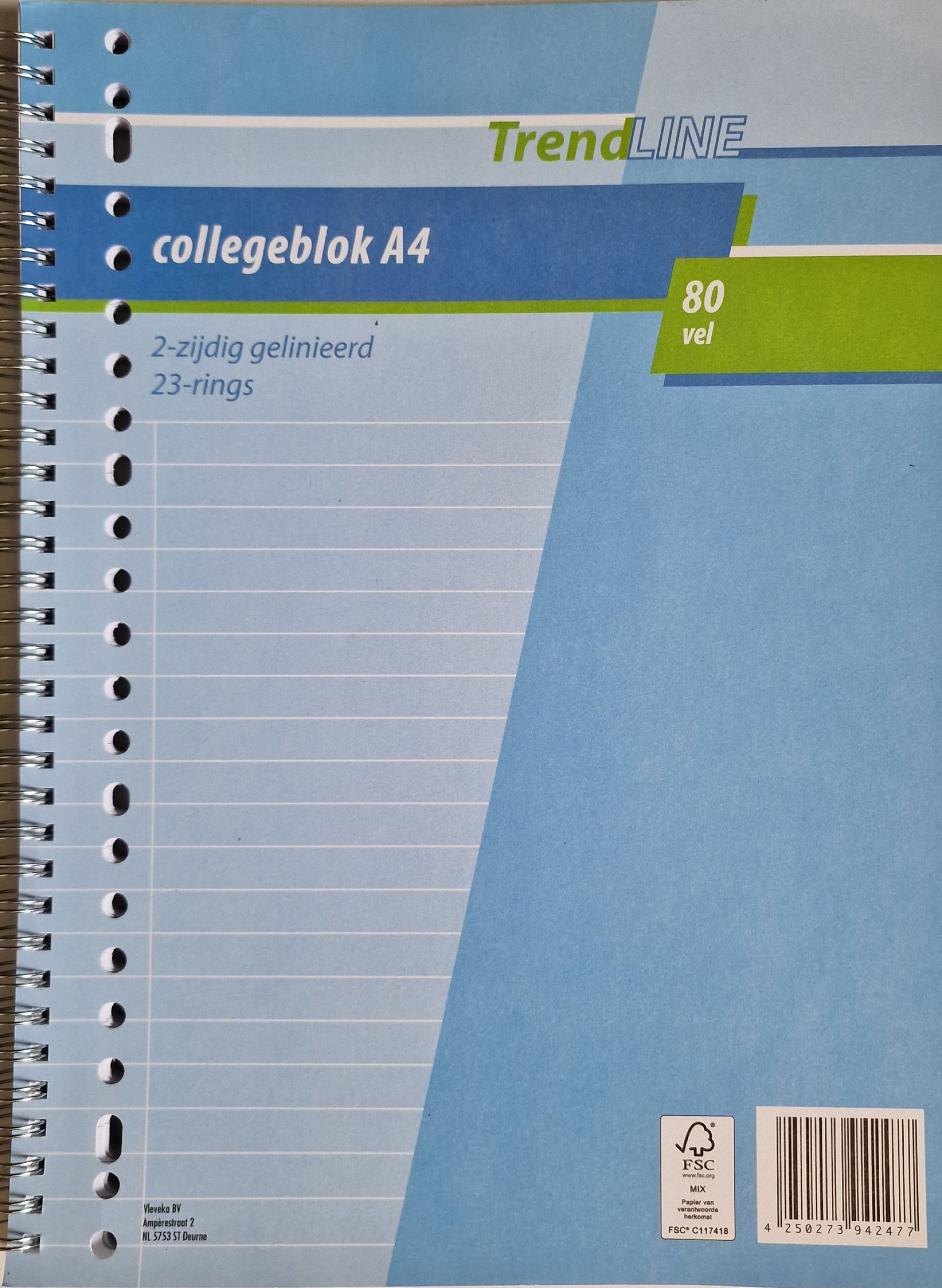 Collegeblok A4 80 vellen