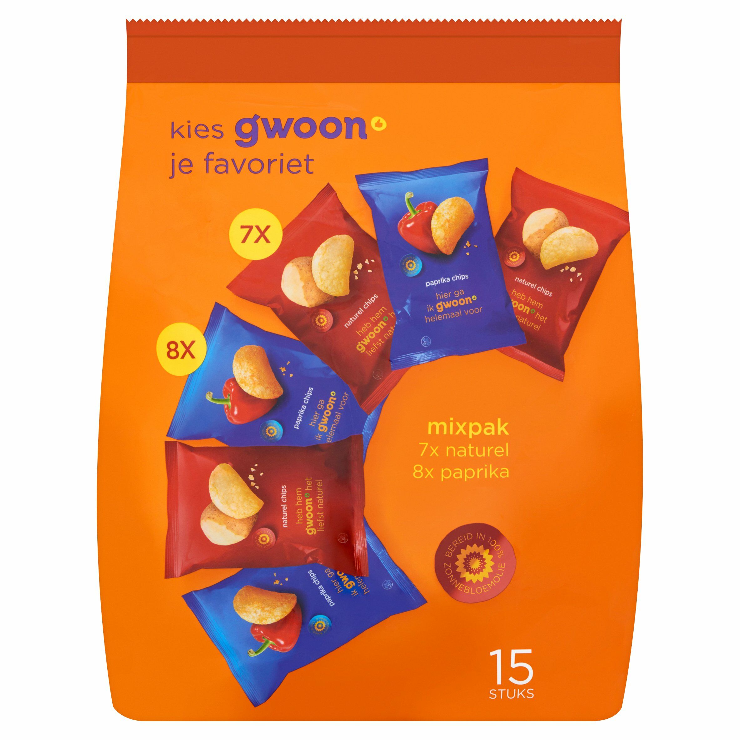 Chips naturel/paprika uitdeelzak