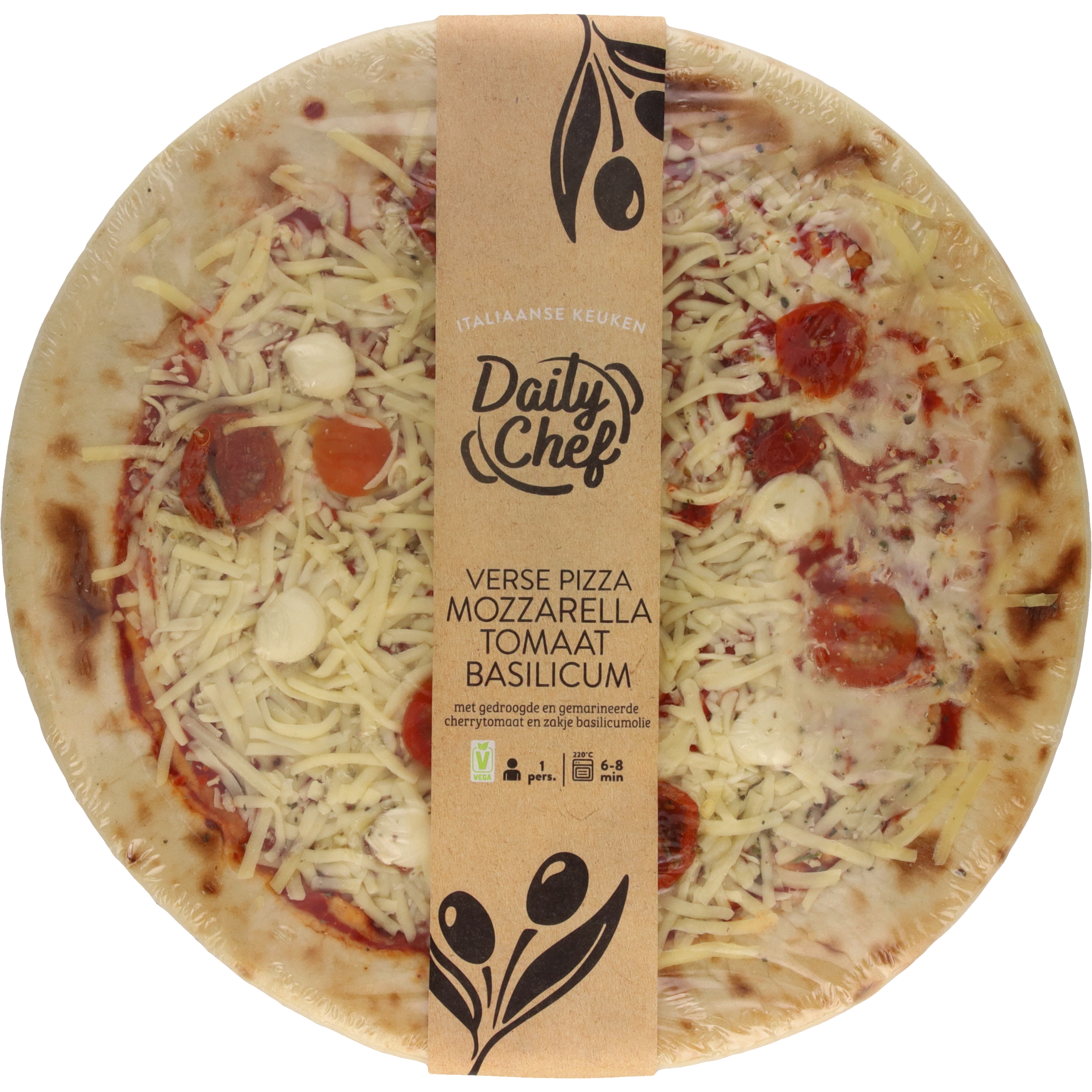 Pizza mozarella tomaat en basilicum