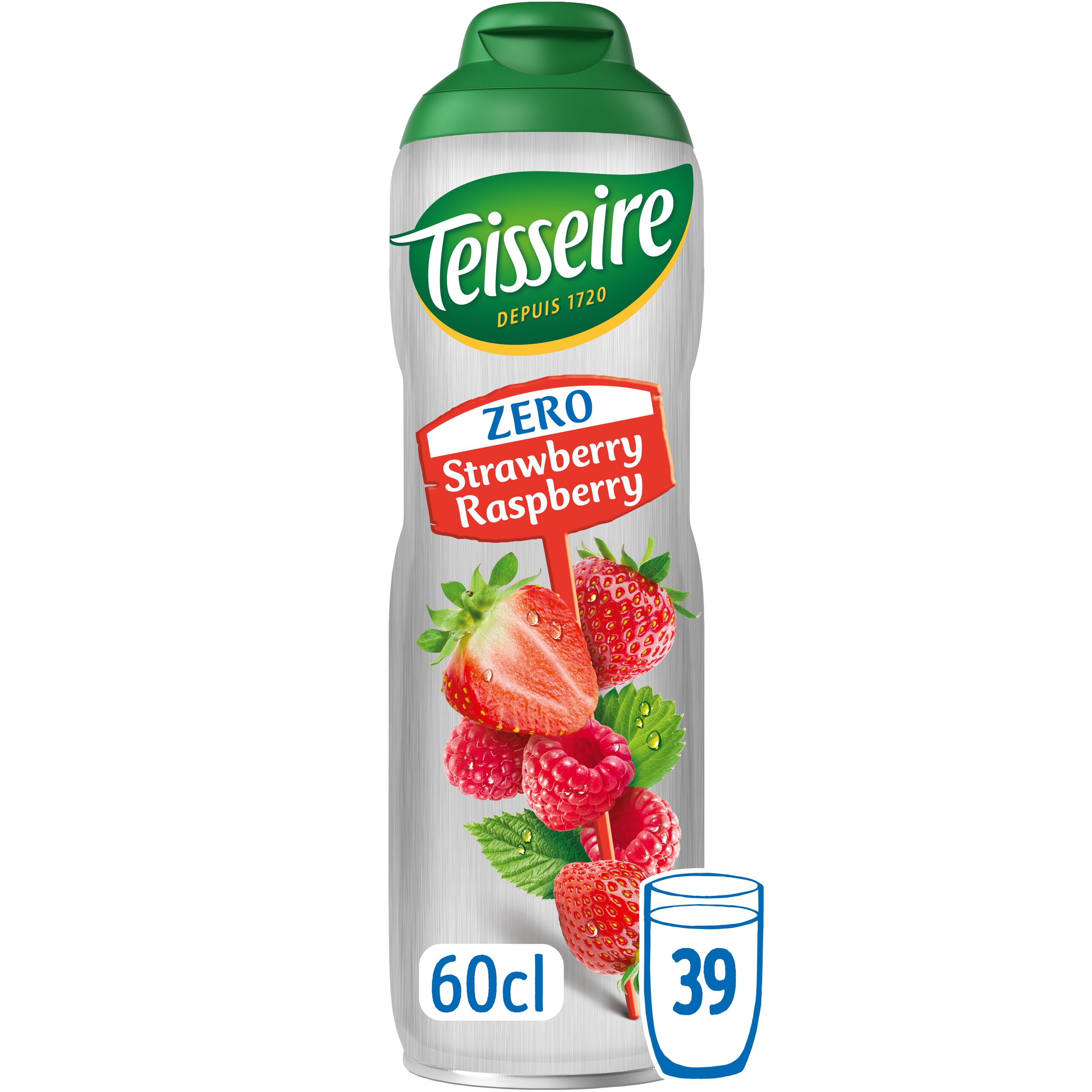 Siroop aardbei/framboos 0% suiker toegevoegd