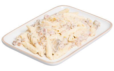Penne carbonara (v)