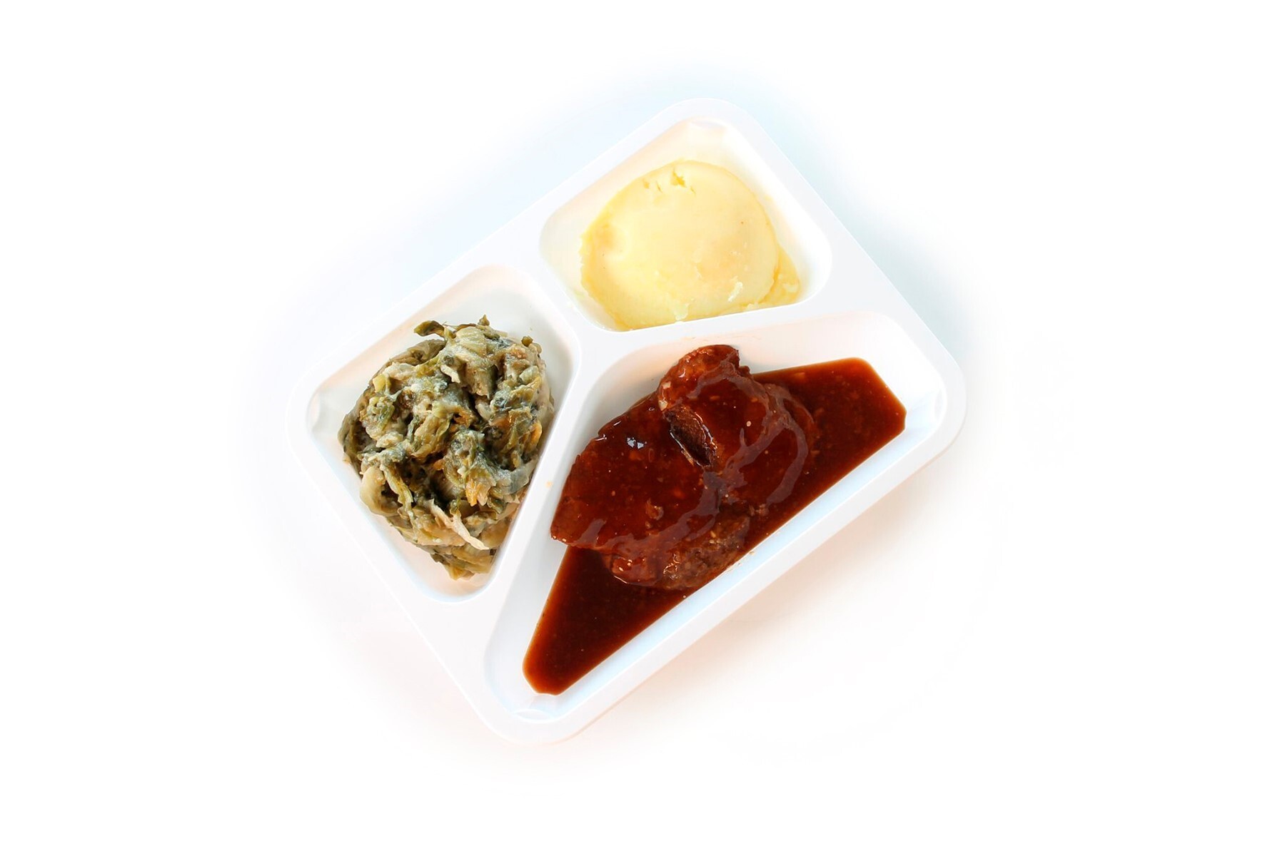 Sucadelap, jus, andijvie a la crème en aardappelpuree (gluten- en lactosevrij)