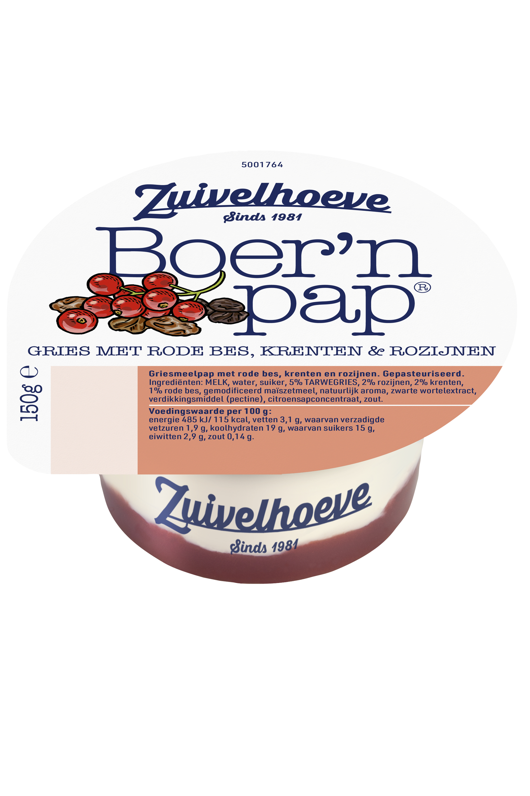 Boer'n pap griesmeel met rode bessensap
