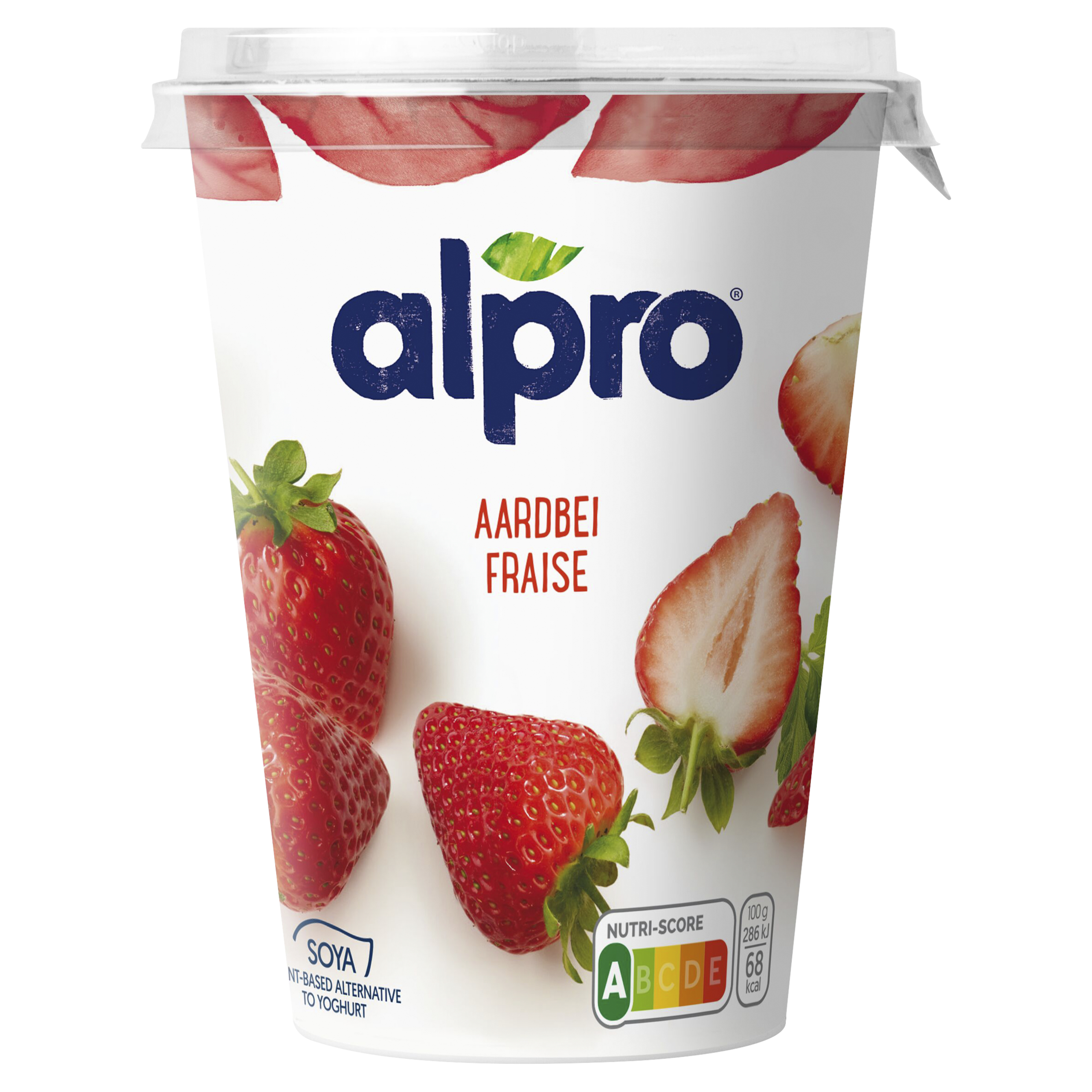 Soja yoghurt aardbei vers
