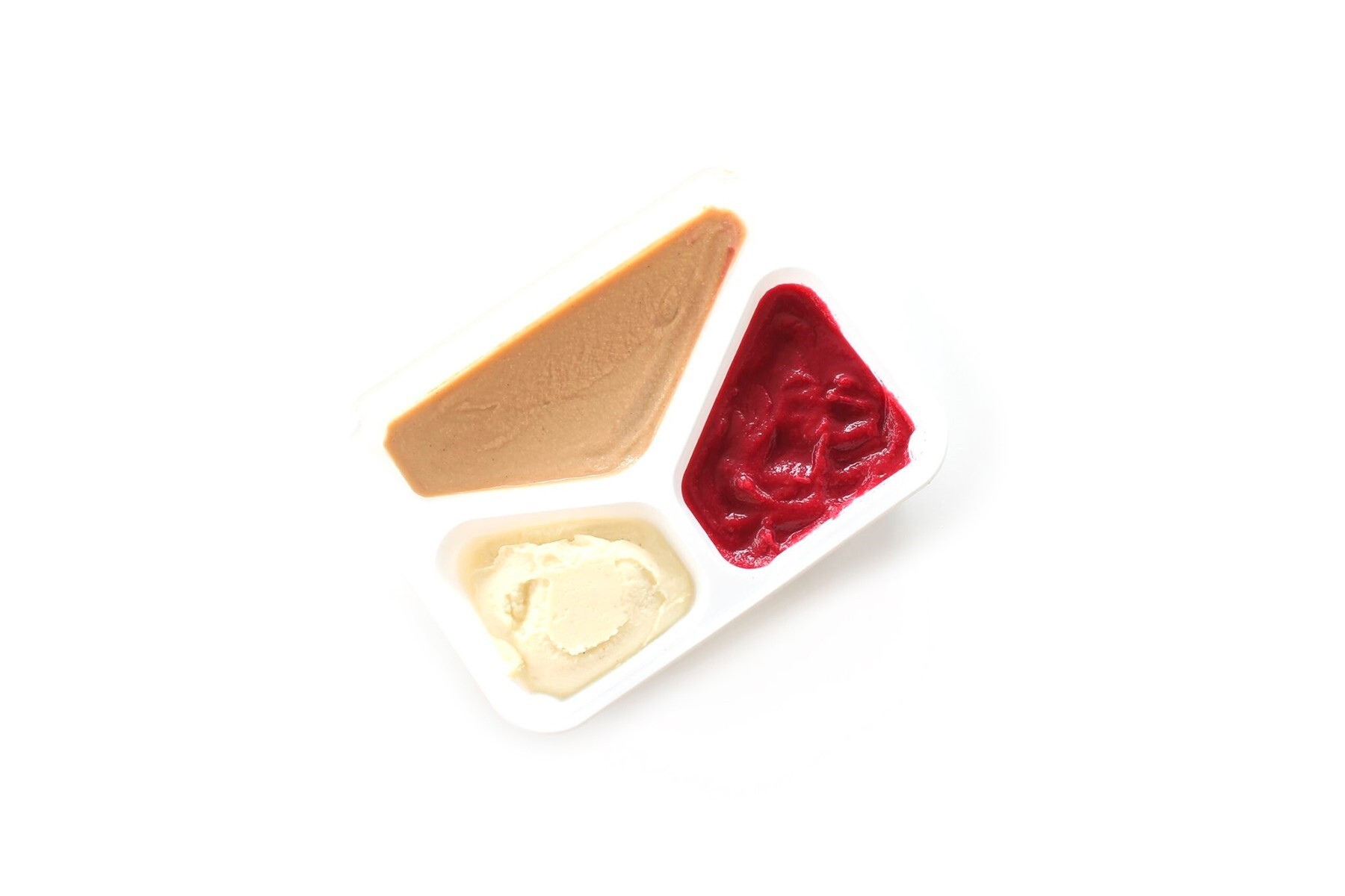 Kippenvlees, jus, rode bieten en aardappelpuree IDDSI-3 (vloeibaar)