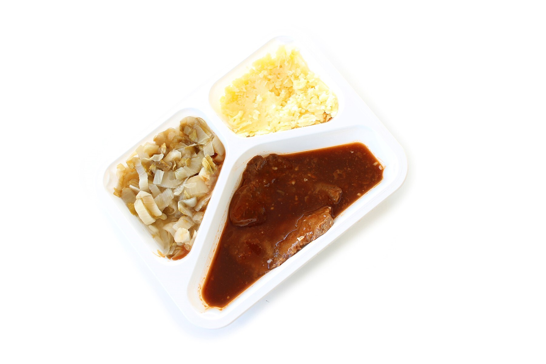 Runderlap, jus, witlof en aardappelpuree (gluten- en lactosevrij)