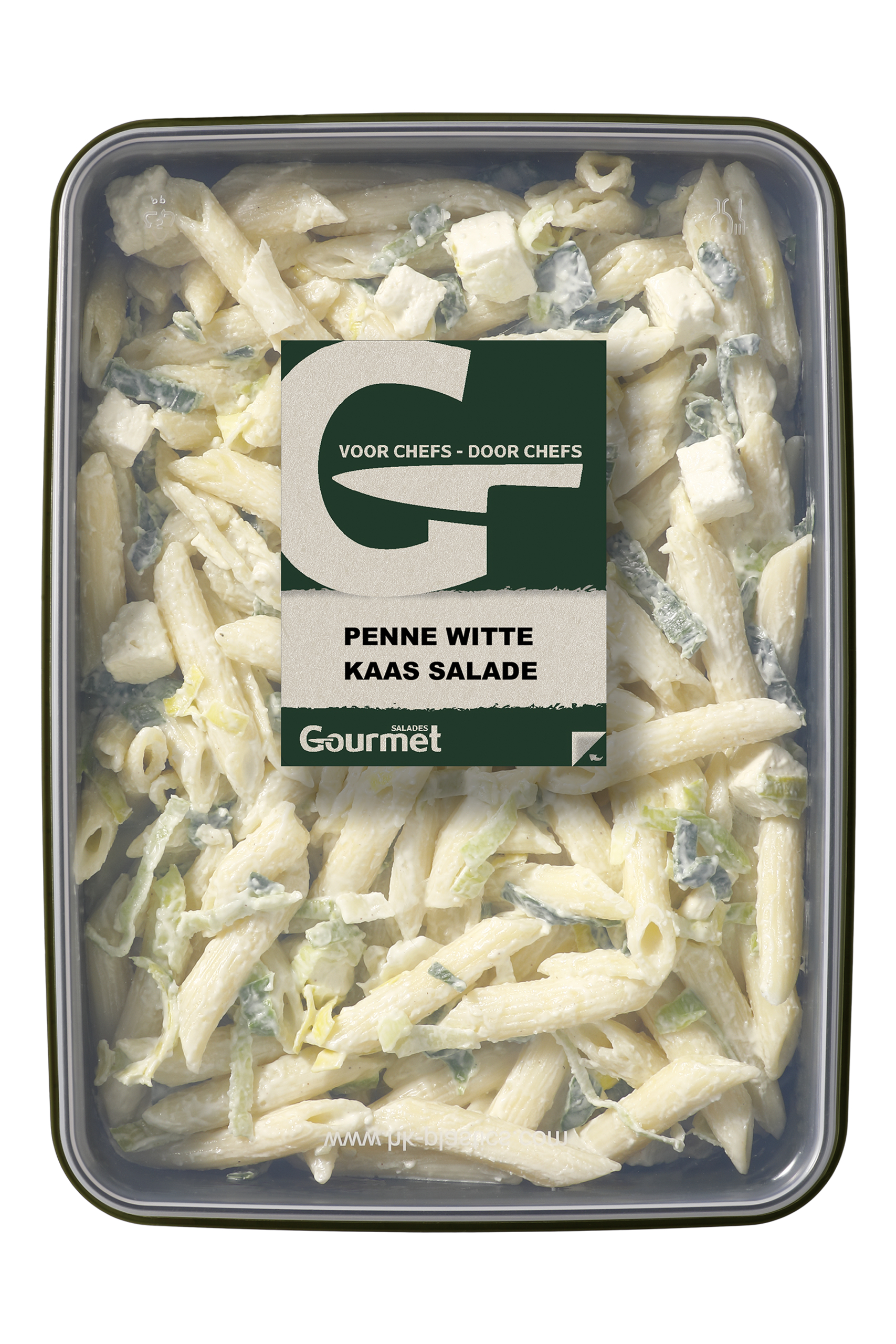 Penne rigate salade met witte kaas & prei