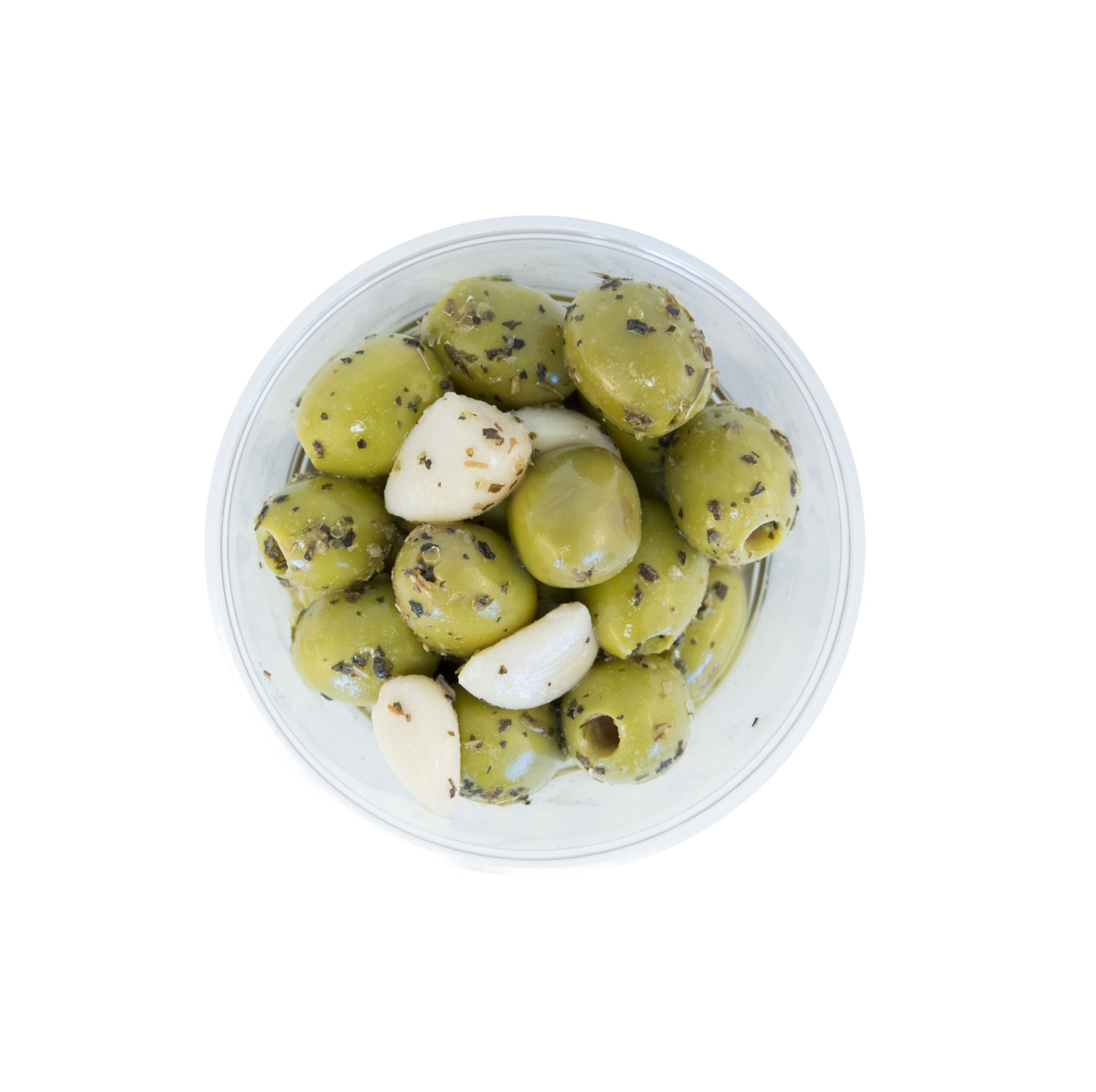 Groene olijven knoflook