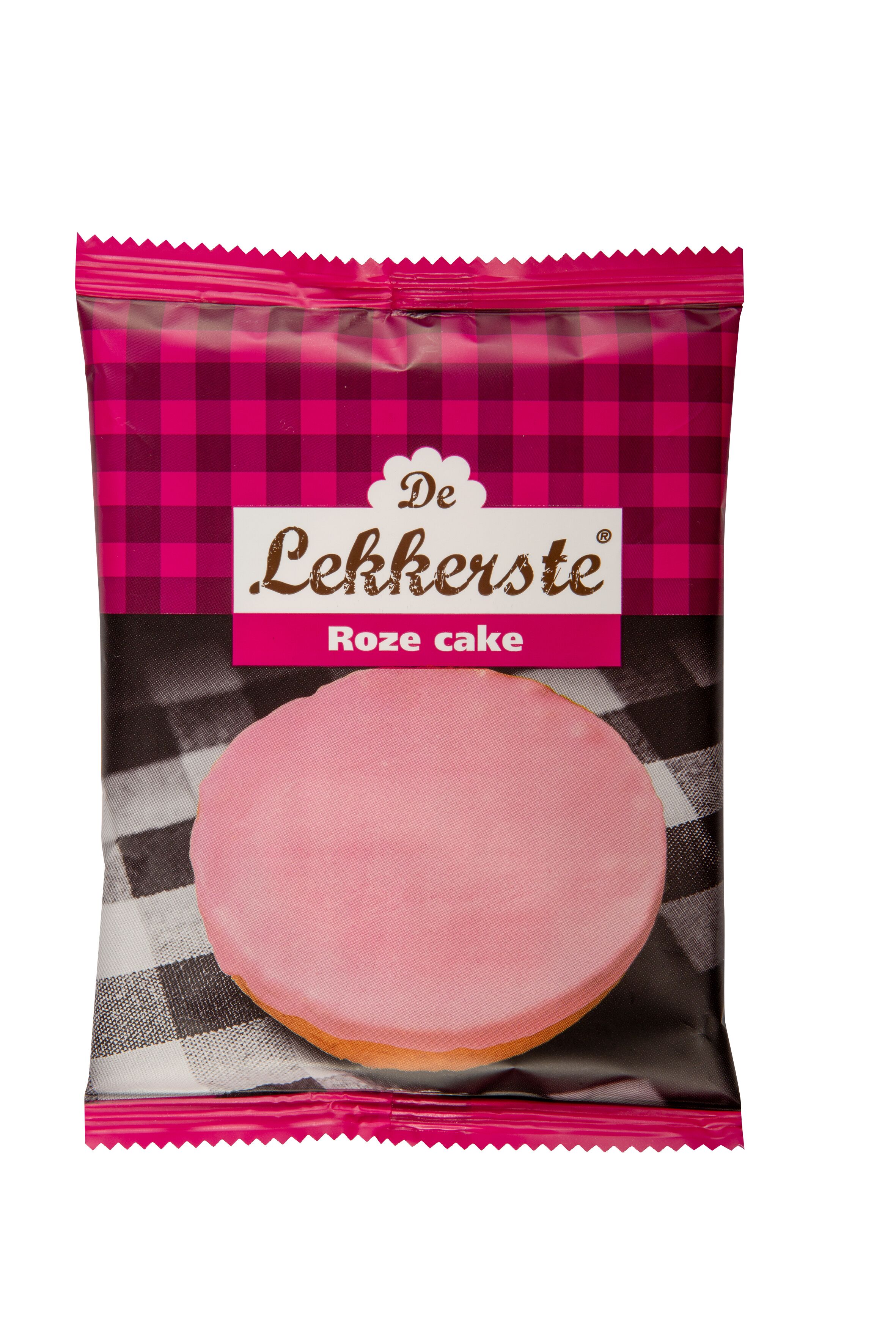 Roze koek per stuk verpakt