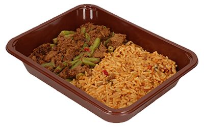 Nasi goreng, seitan smoor en boon